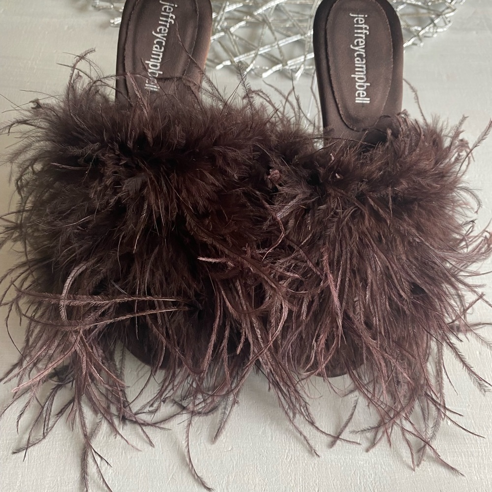 New BHLDN x Jeffrey Campbell Daisy Feather  Boa Heels size 6 - Picture 6 of 10